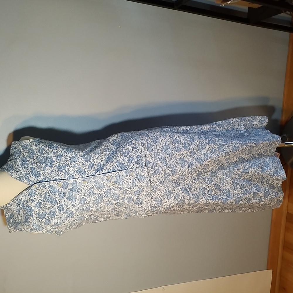 LIZ CLIBORNE PETITE 2 PIECE SET SHIRT PS- MAXI SKIRT P4 Blue Floral on W…